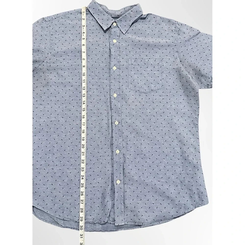 Banana Republic Shirt Mens XL Linen Short Sleeve Standard Fit Pocket Button Up